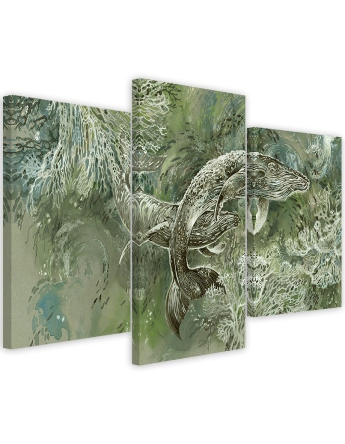 Abstract canvas painting - A pair of humpback whales | FEEBY