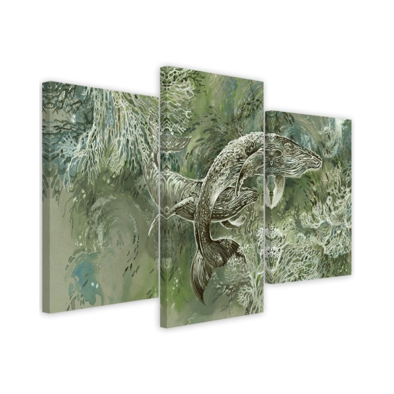 Abstract canvas painting - A pair of humpback whales | FEEBY