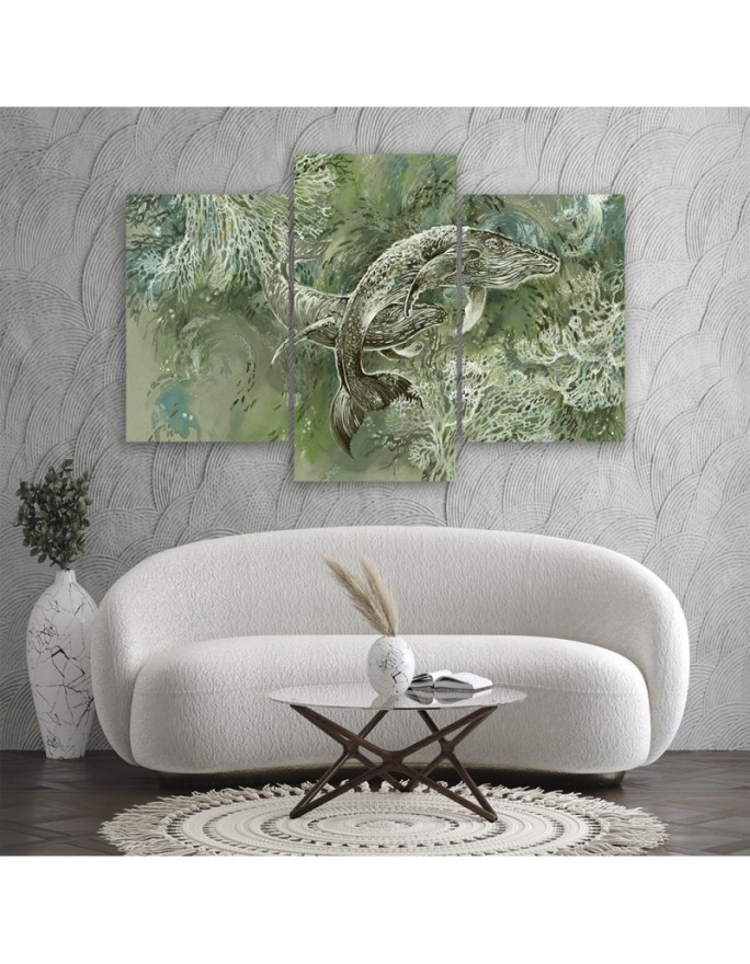 Abstract canvas painting - A pair of humpback whales | FEEBY