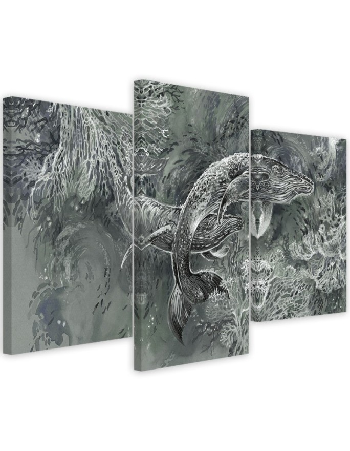 Abstract canvas painting - A pair of humpback whales | FEEBY