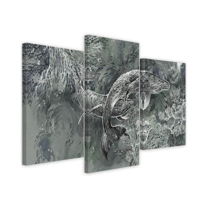 Abstract canvas painting - A pair of humpback whales | FEEBY
