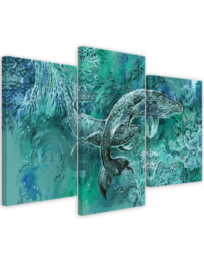 Abstract canvas painting - A pair of humpback whales | FEEBY