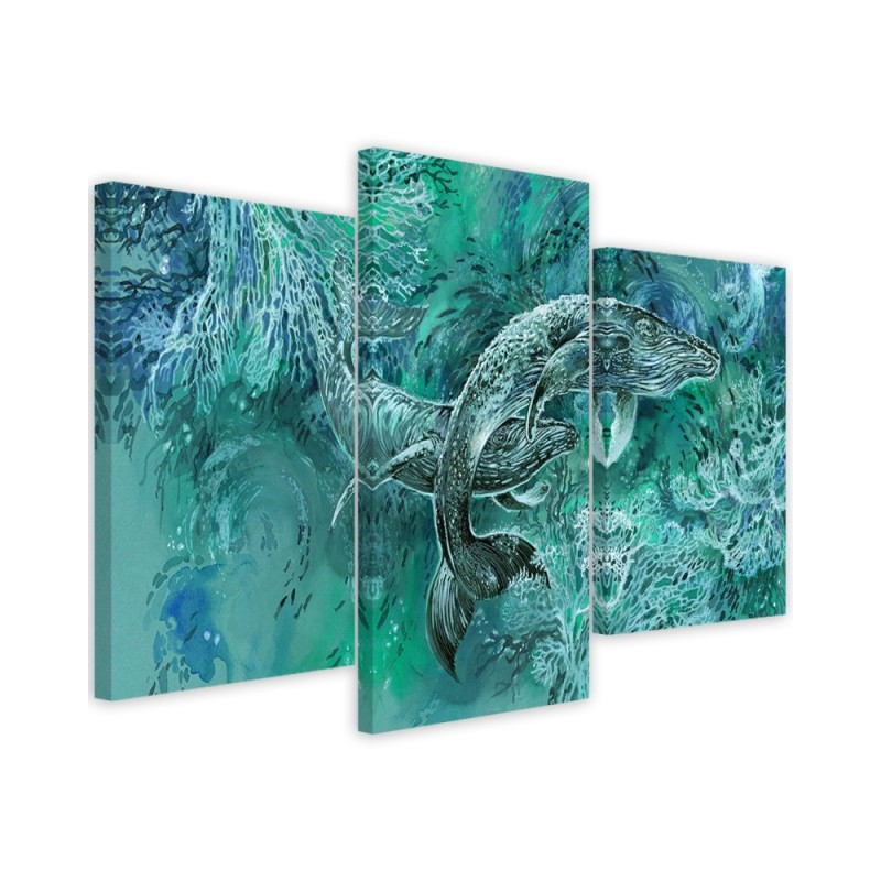 Abstract canvas painting - A pair of humpback whales | FEEBY