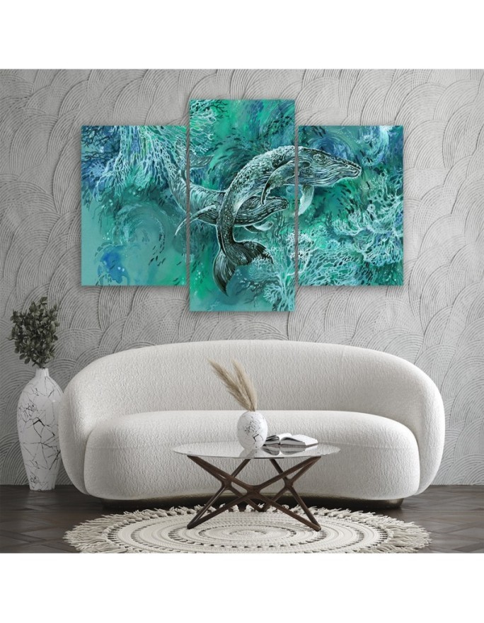Abstract canvas painting - A pair of humpback whales | FEEBY