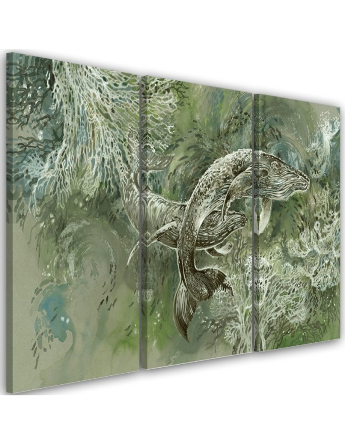 Abstract canvas painting - A pair of humpback whales | FEEBY