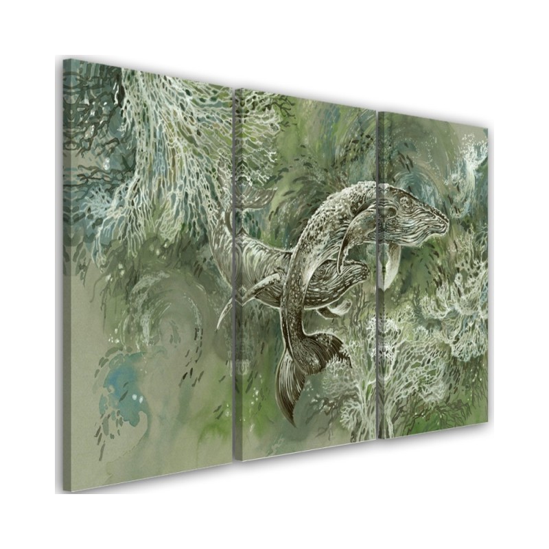 Abstract canvas painting - A pair of humpback whales | FEEBY