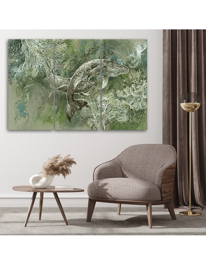 Abstract canvas painting - A pair of humpback whales | FEEBY