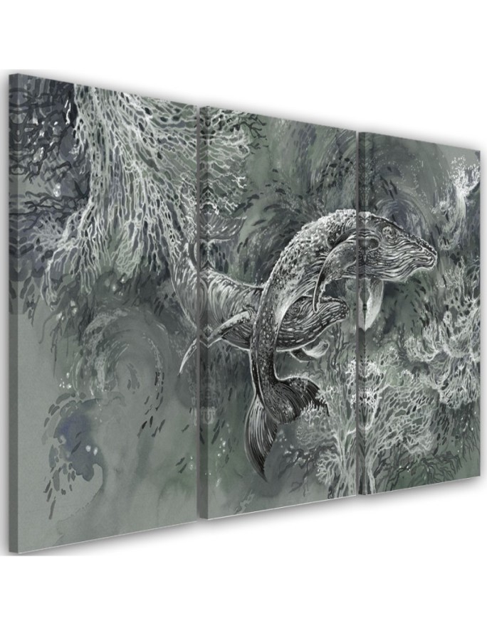 Abstract canvas painting - A pair of humpback whales | FEEBY