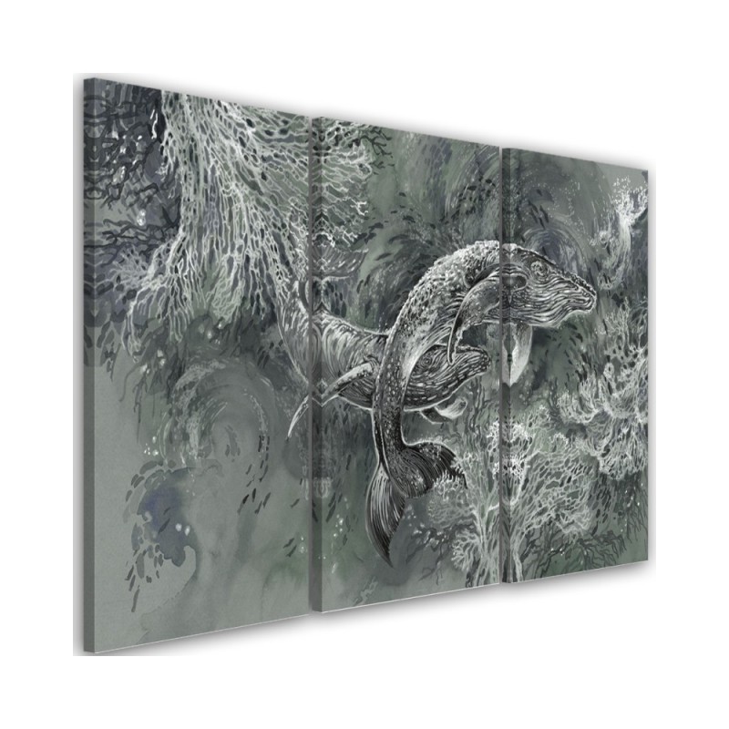 Abstract canvas painting - A pair of humpback whales | FEEBY