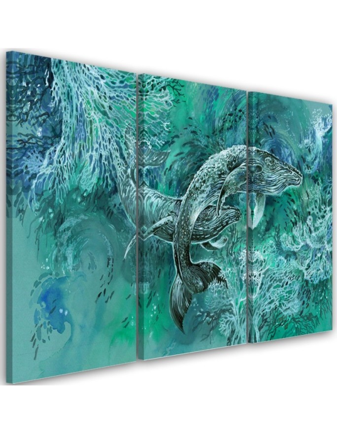 Abstract canvas painting - A pair of humpback whales | FEEBY
