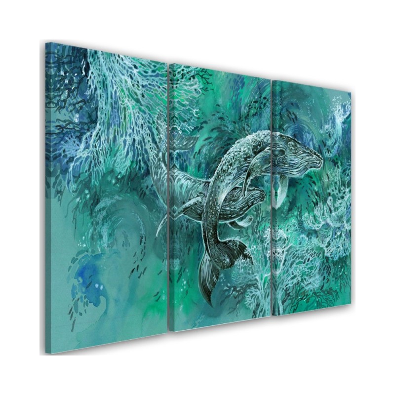 Abstract canvas painting - A pair of humpback whales | FEEBY