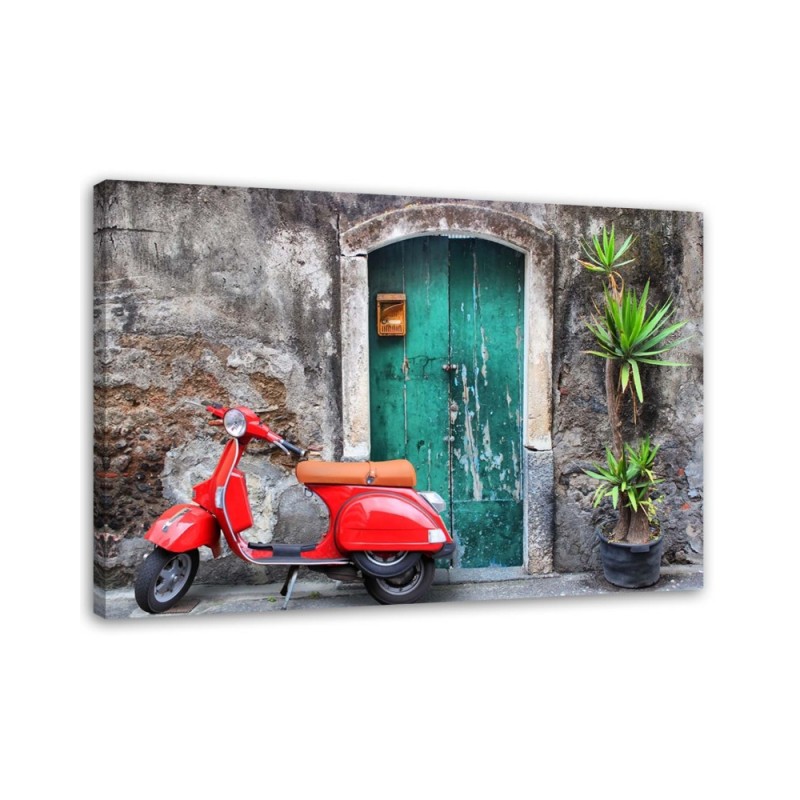 Modern Canvas paintings for the living room - Red scooterTuscany | FEEBY
