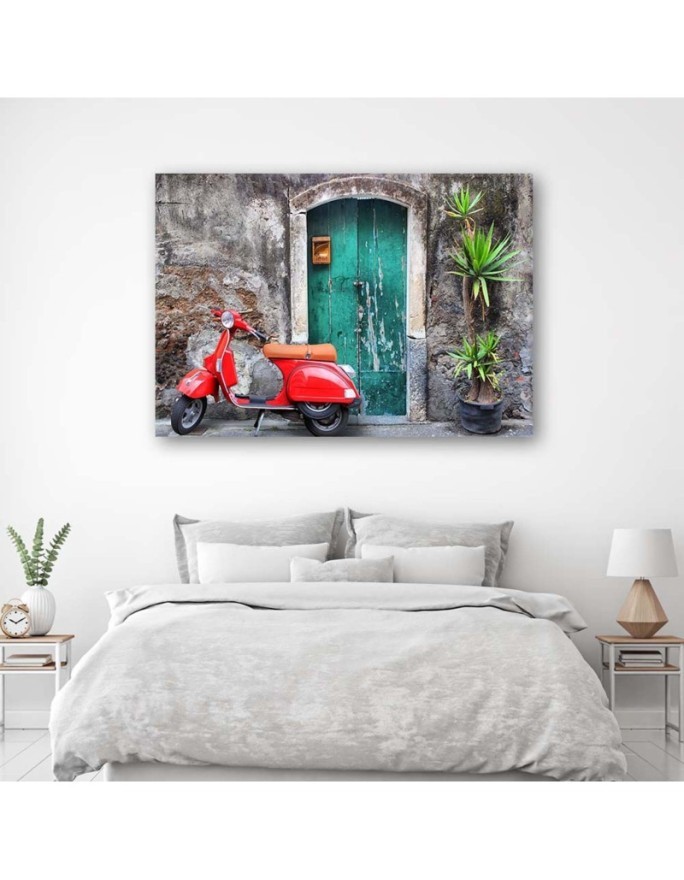 Modern Canvas paintings for the living room - Red scooterTuscany | FEEBY