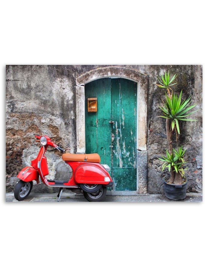 Modern Canvas paintings for the living room - Red scooterTuscany | FEEBY
