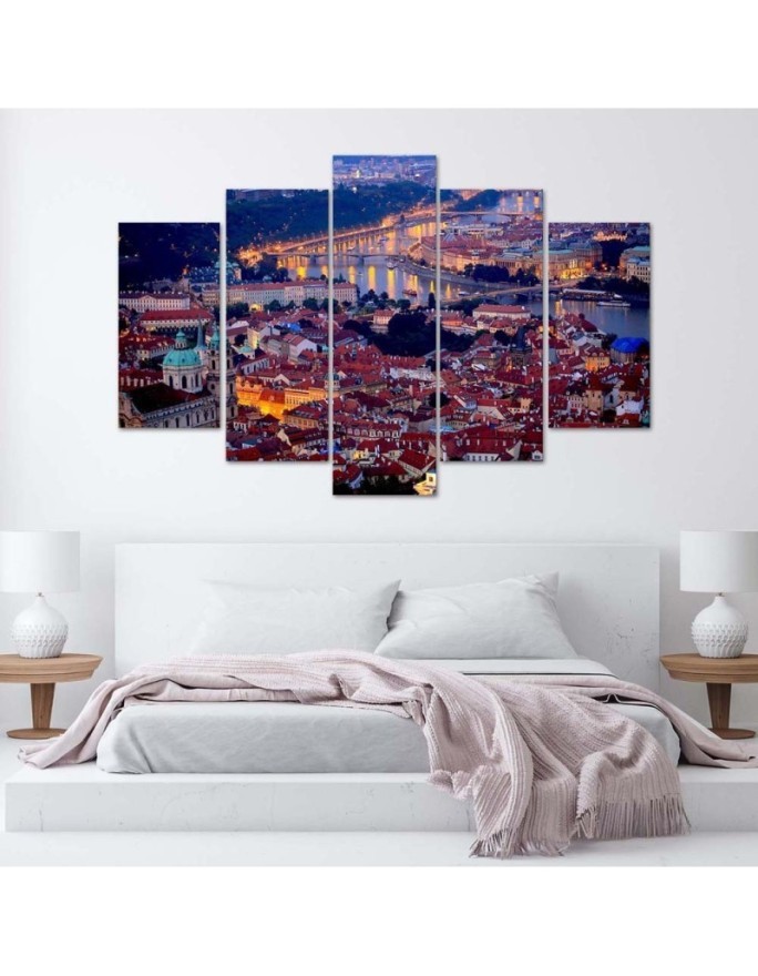 5 Piece Prague city night - Modern paintings | FEEBY