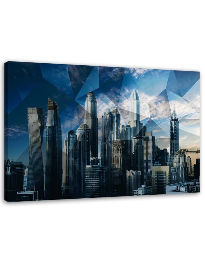 Geometric city blue - Modern Canvas paintings | FEEBY