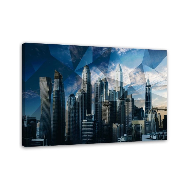 Geometric city blue - Modern Canvas paintings | FEEBY