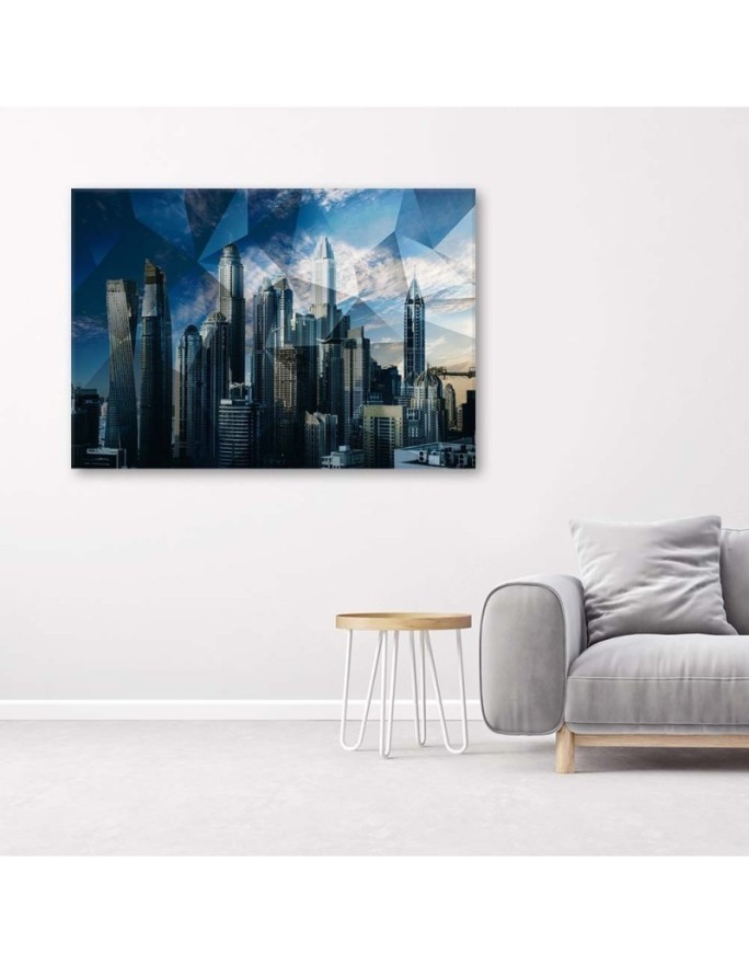 Geometric city blue - Modern Canvas paintings | FEEBY