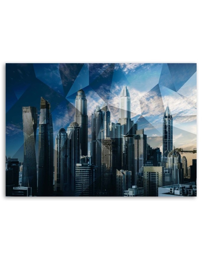 Geometric city blue - Modern Canvas paintings | FEEBY