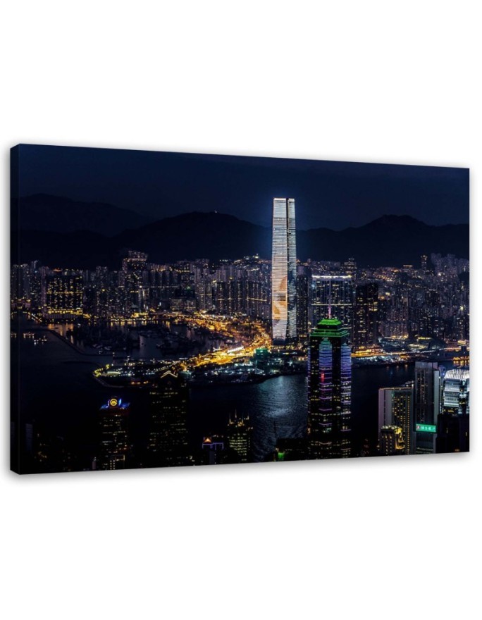 Canvas painting for bedroom - Illuminated skyscraper | FEEBY