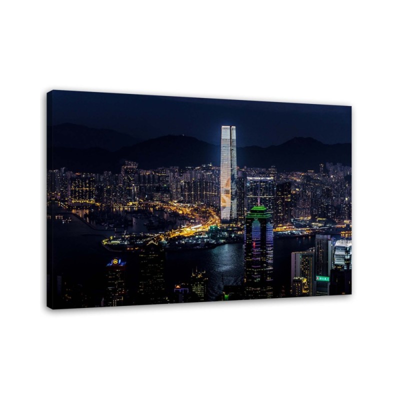 Canvas painting for bedroom - Illuminated skyscraper | FEEBY