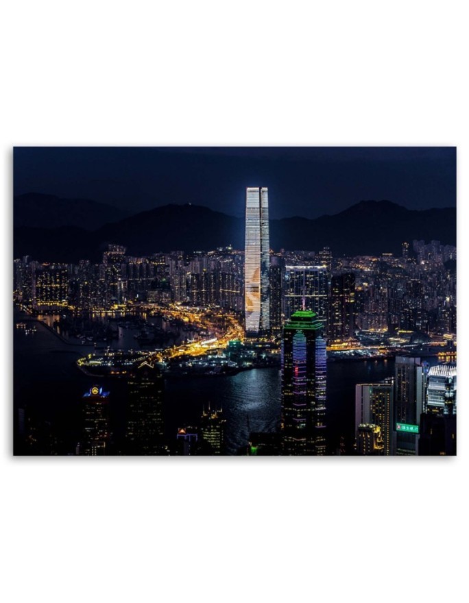 Canvas painting for bedroom - Illuminated skyscraper | FEEBY