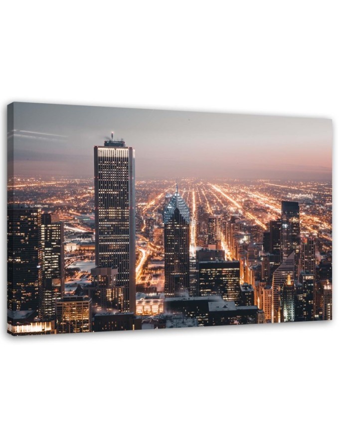 Bedroom canvas painting - Skyscrapers at night | FEEBY