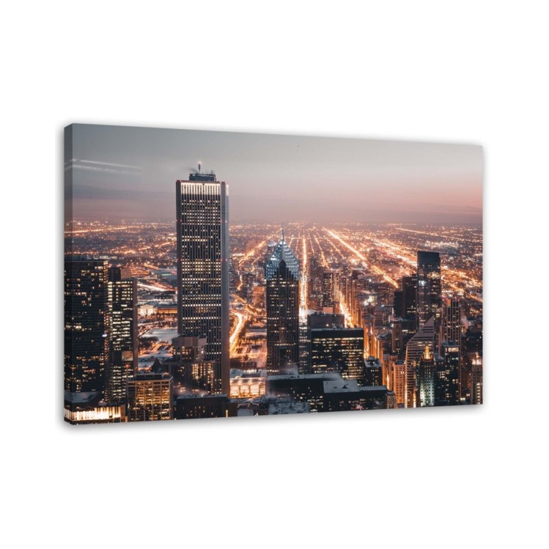 Bedroom canvas painting - Skyscrapers at night | FEEBY