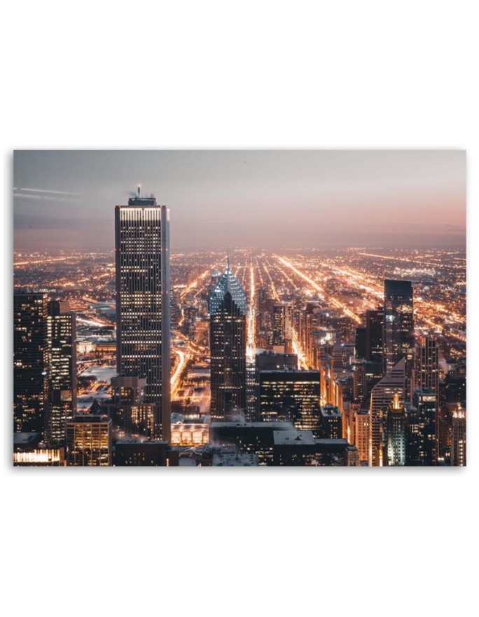 Bedroom canvas painting - Skyscrapers at night | FEEBY