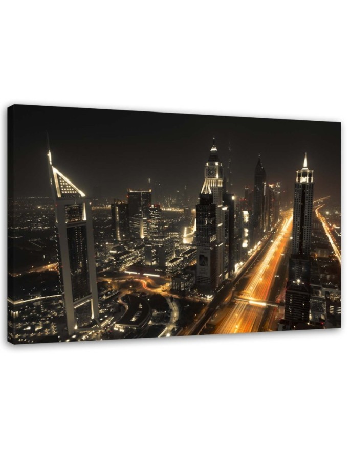 Canvas painting for bedroom - Dubai panoramic at night | FEEBY