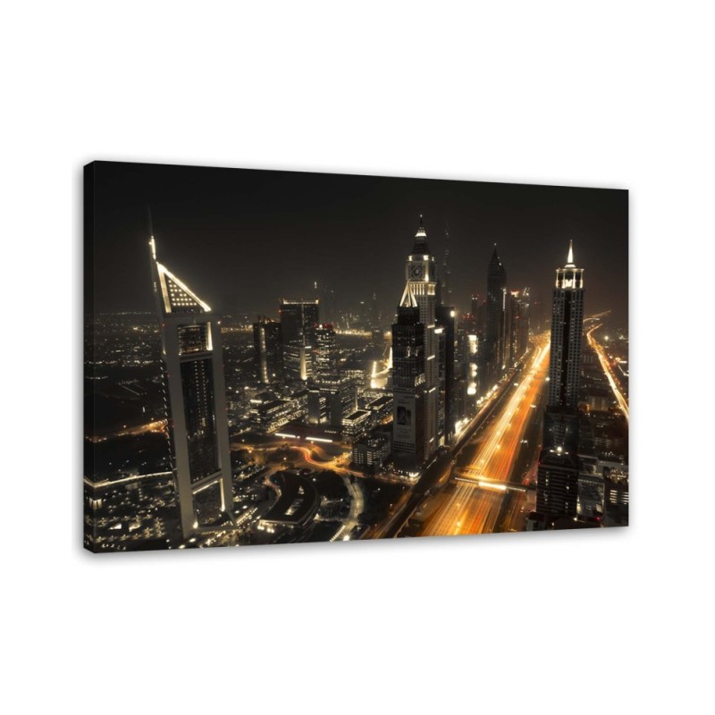 Canvas painting for bedroom - Dubai panoramic at night | FEEBY