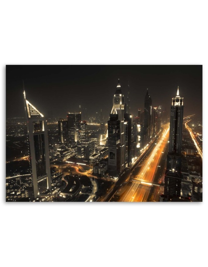 Canvas painting for bedroom - Dubai panoramic at night | FEEBY