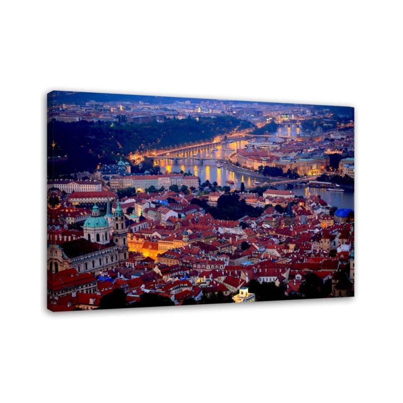 Print canvas painting - Prague city night | FEEBY