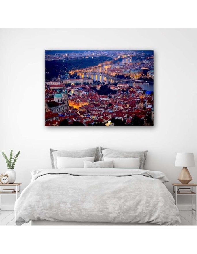 Print canvas painting - Prague city night | FEEBY
