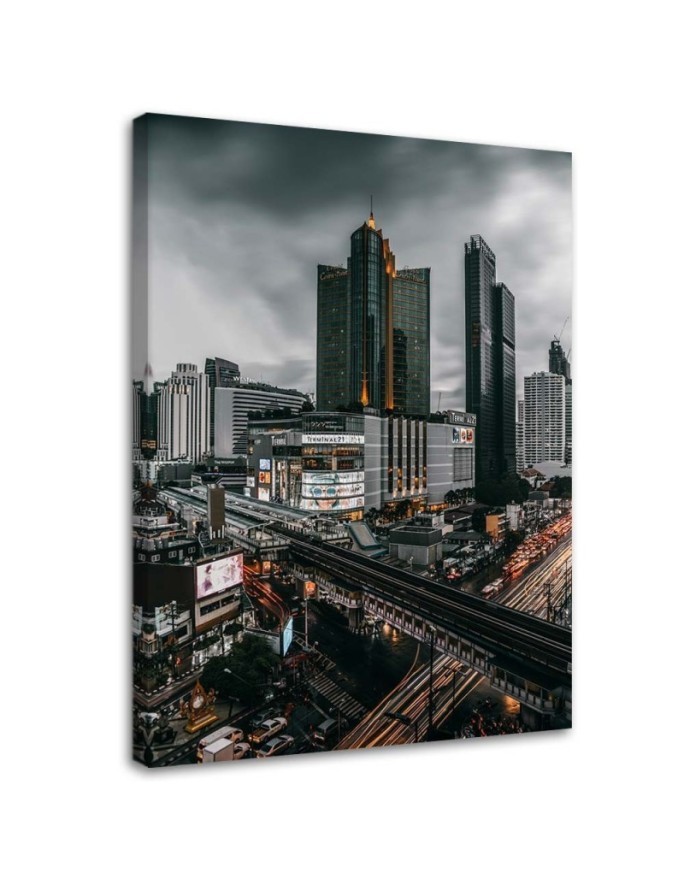 Modern Canvas painting for living room - Clouds over the city | FEEBY