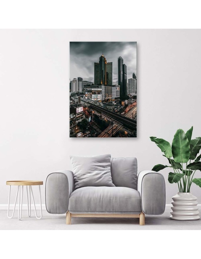 Modern Canvas painting for living room - Clouds over the city | FEEBY