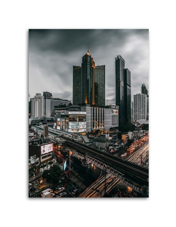 Modern Canvas painting for living room - Clouds over the city | FEEBY