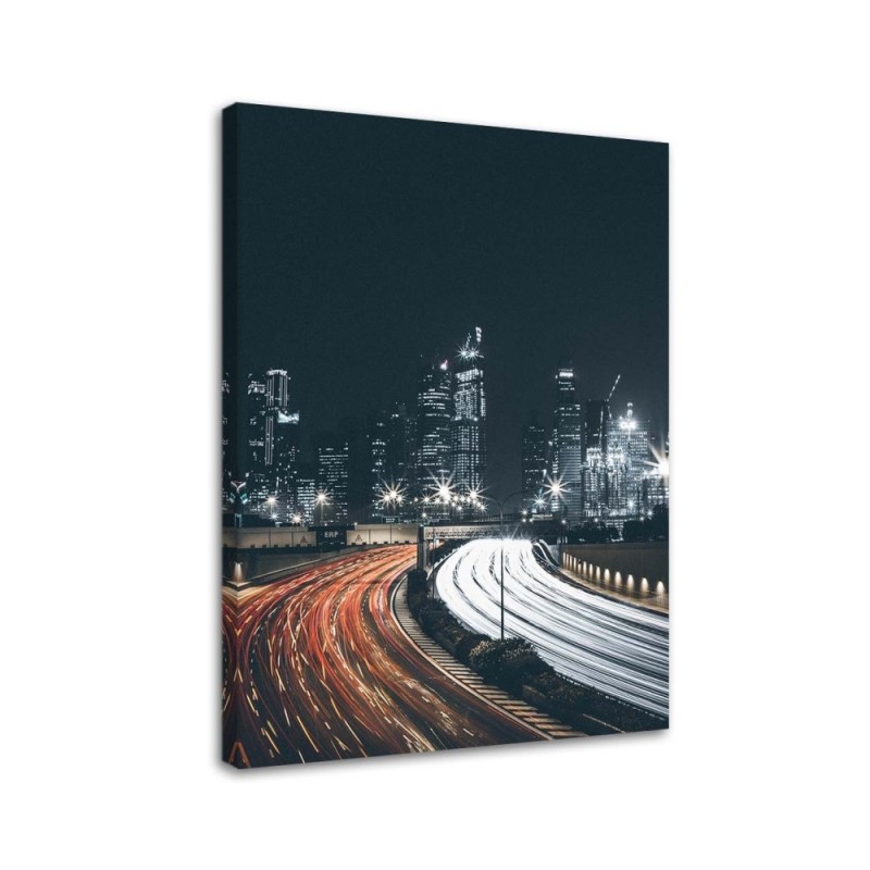 Modern Canvas painting for living room - City at night | FEEBY
