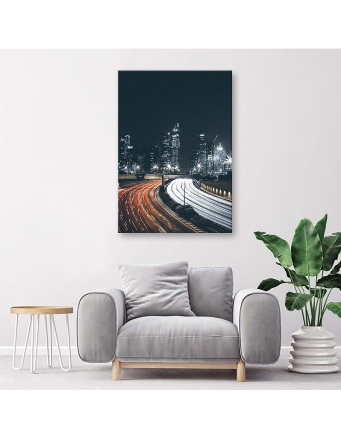 Modern Canvas painting for living room - City at night | FEEBY