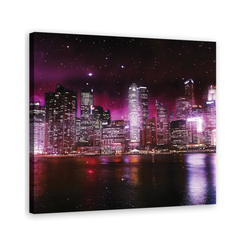 New York Skyline Purple - Painting for living room USA | FEEBY