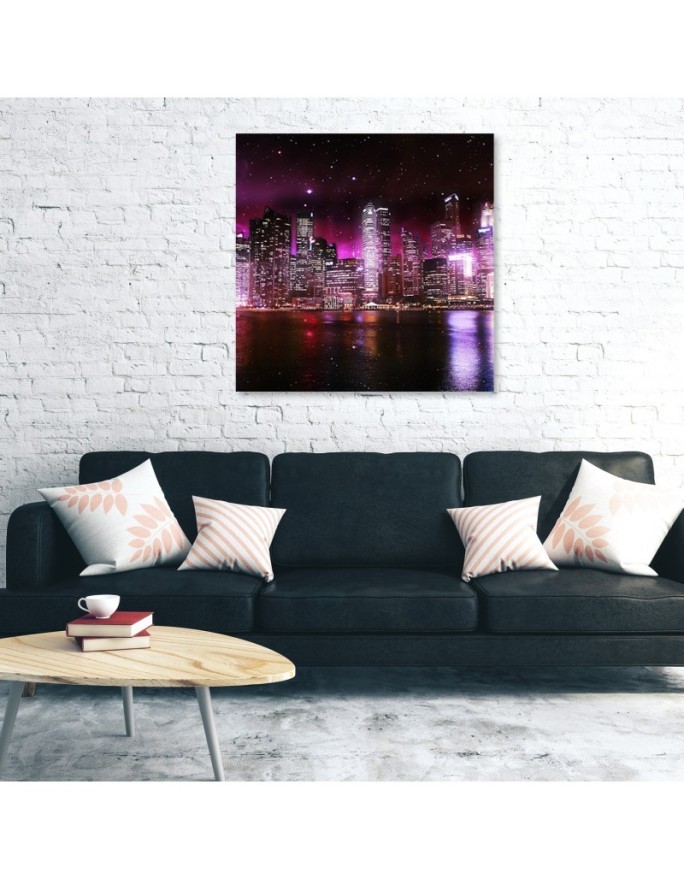 New York Skyline Purple - Painting for living room USA | FEEBY