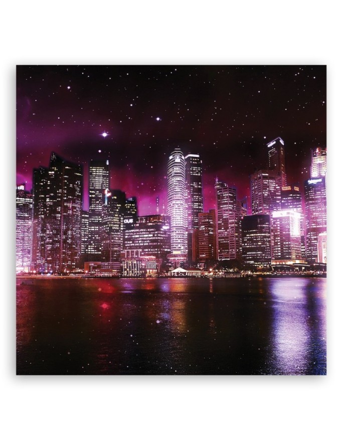 New York Skyline Purple - Painting for living room USA | FEEBY