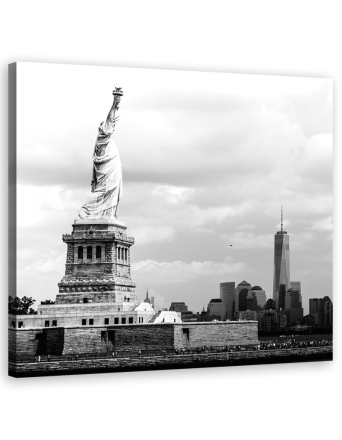 Canvas prints modern city - Statue of Liberty b&w | FEEBY