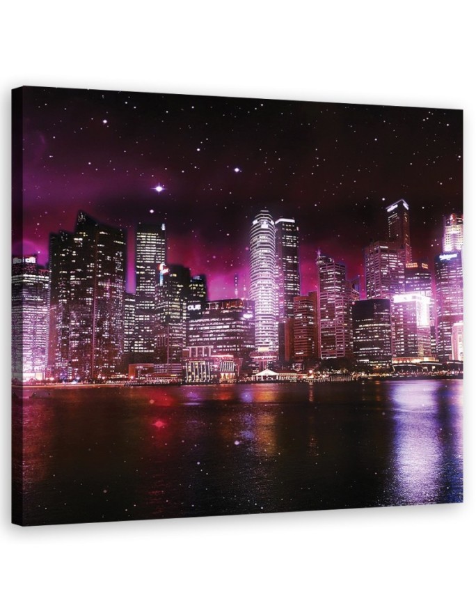 New York Skyline Purple - Painting for living room USA | FEEBY