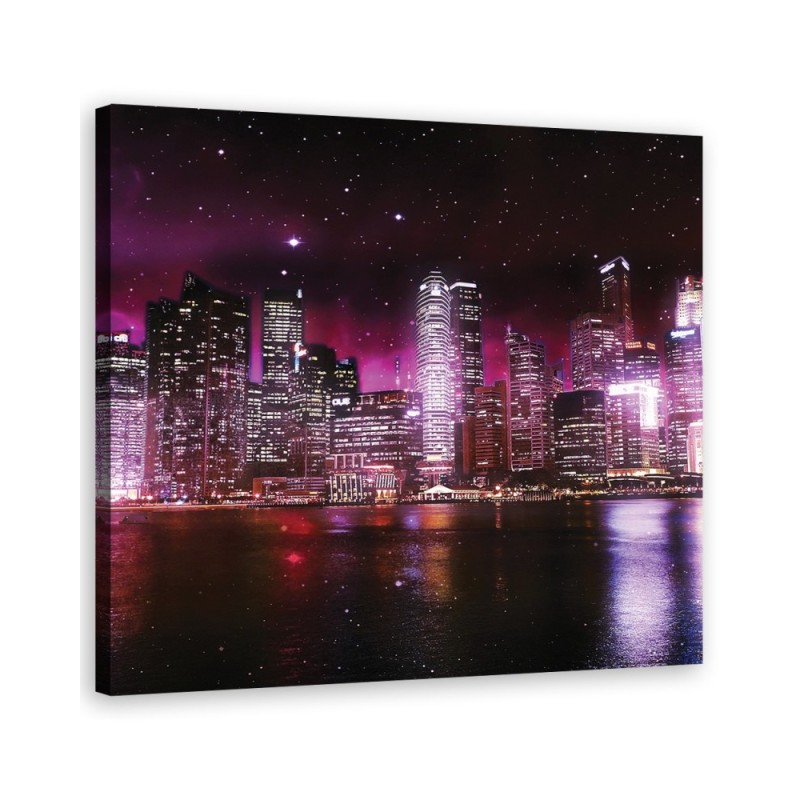 New York Skyline Purple - Painting for living room USA | FEEBY