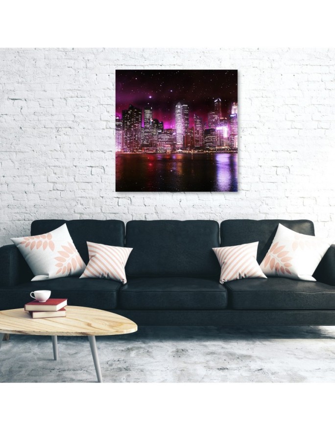 New York Skyline Purple - Painting for living room USA | FEEBY