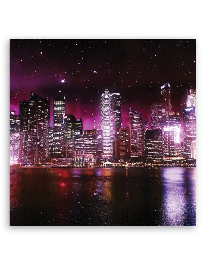 New York Skyline Purple - Painting for living room USA | FEEBY