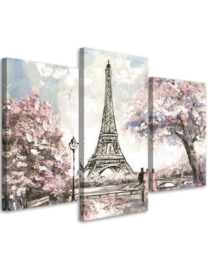 3 piece Painted Eiffel Tower - Paintings Paris | FEEBY