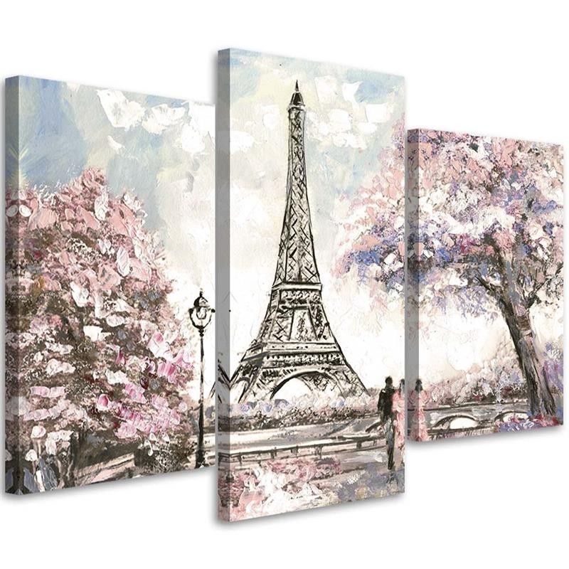 3 piece Painted Eiffel Tower - Paintings Paris | FEEBY