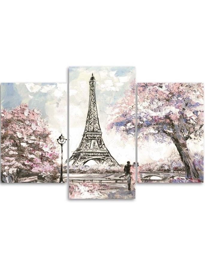 3 piece Painted Eiffel Tower - Paintings Paris | FEEBY